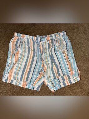 Briggs New York Striped Cargo Shorts — Blue, Orange & White